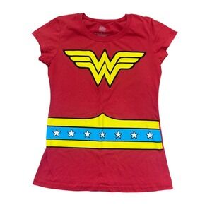 DC Comics‎ Wonder Woman Graphic T Shirt Cape Red Yellow Blue Stars Kids L 11 13